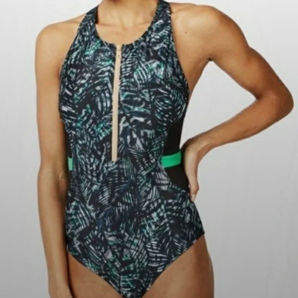 Sweaty Betty wave zip thru one piece swimsuit size XS - GUC